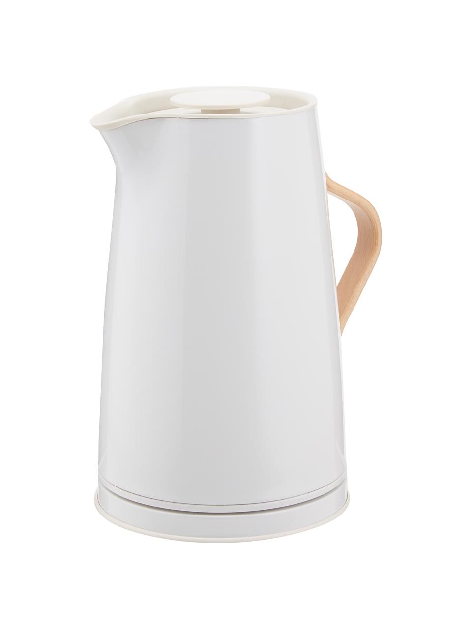 Bollitore elettrico Emma 1,2 L, Rivestimento: smalto, Manico: legno di faggio, Bianco lucido, 1,2 L