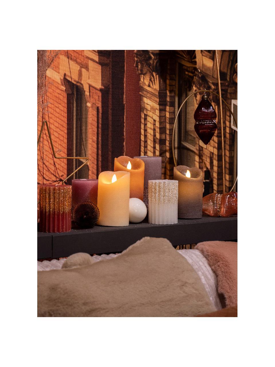 Candela natalizia con broccato Angel, Cera, Bianco crema, dorato, Ø 7 x Alt. 15 cm