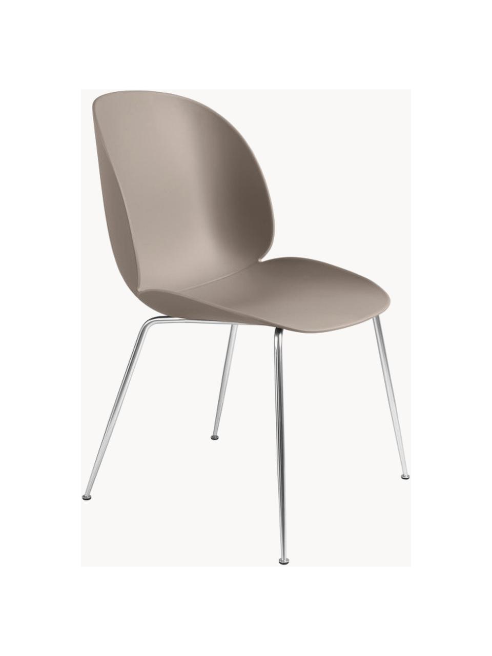 Krzesło ogrodowe z tworzywa sztucznego Beetle, Nogi: stal powlekana, Nugat, odcienie srebrnego błyszczący, S 56 x G 58 cm