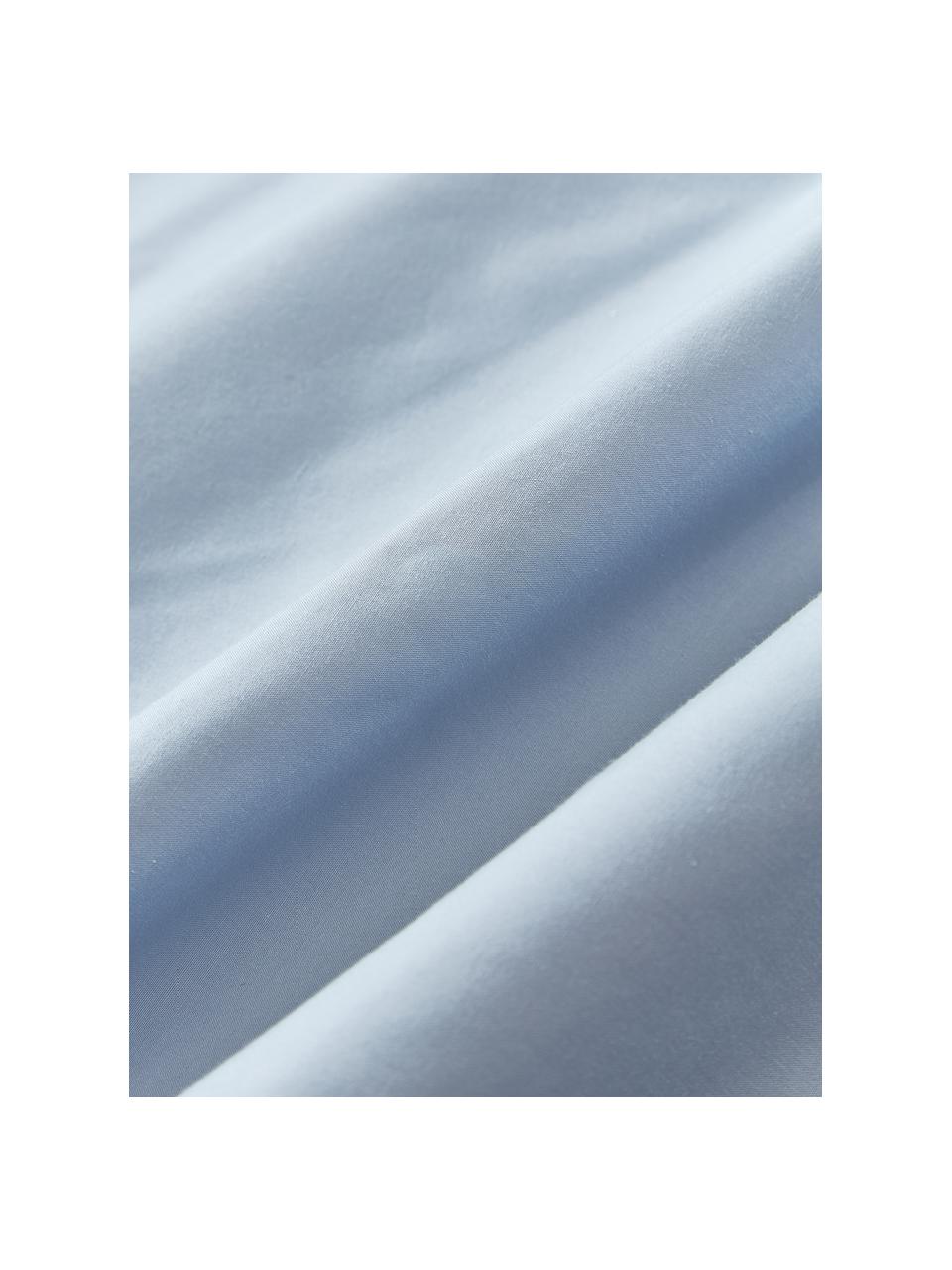 Housse de couette en percale de coton avec passepoil Daria, Bleu ciel, beige clair, larg. 200 x long. 200 cm