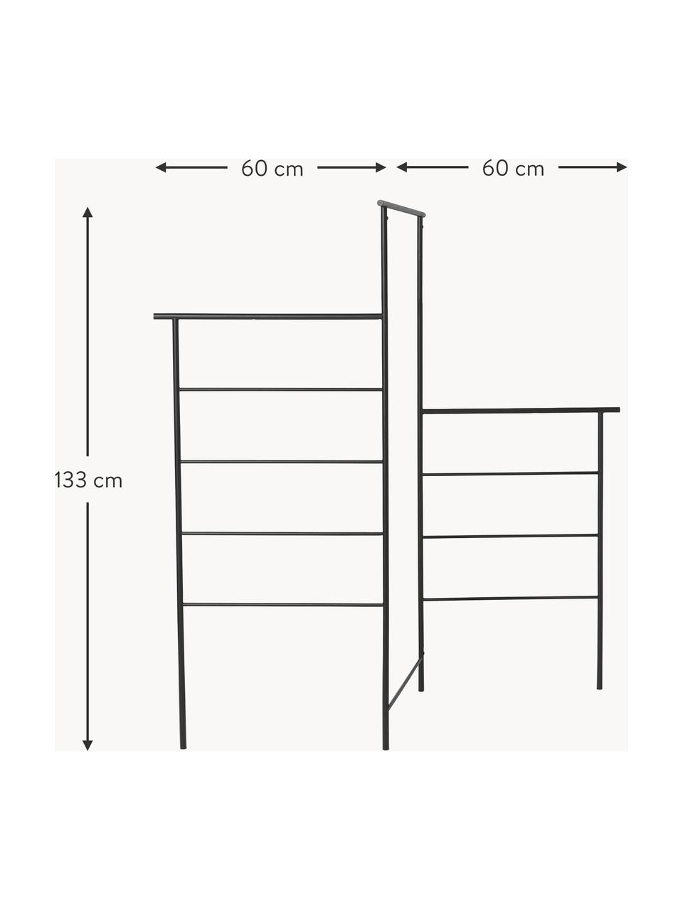 Porte-serviettes pliable en métal Dora, Fer, revêtement par poudre, Noir, mat, larg. 120 x haut. 133 cm