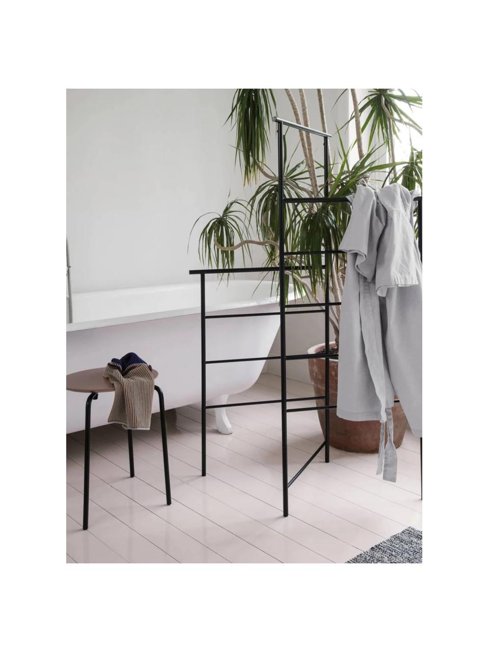 Porte-serviettes pliable en métal Dora, Fer, revêtement par poudre, Noir, mat, larg. 120 x haut. 133 cm