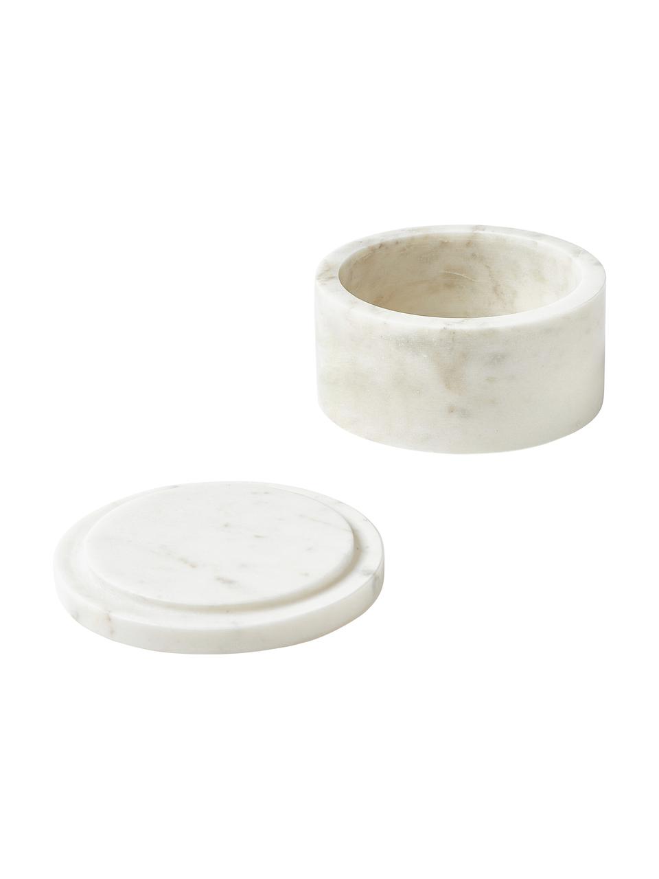 Portaoggetti in marmo con coperchio Venice, Marmo, Bianco marmorizzato, Ø 13 x Alt. 7 cm