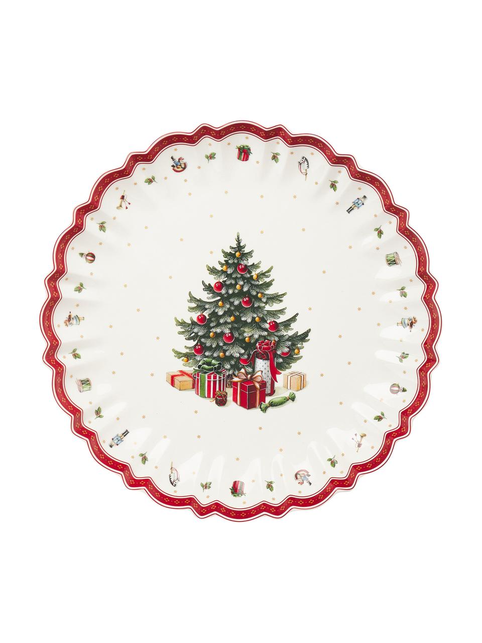 Porzellan-Servierschale Delight, Ø 44 cm, Premium Porzellan, Weiß, Rot, gemustert, Ø 44 cm