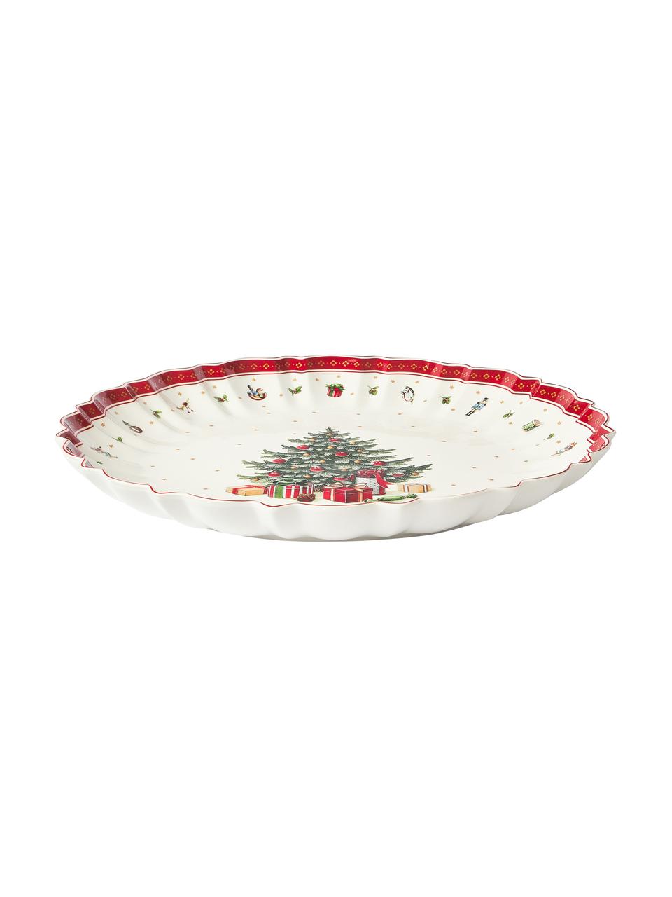 Porzellan-Servierschale Delight, Ø 44 cm, Premium Porzellan, Weiß, Rot, gemustert, Ø 44 cm
