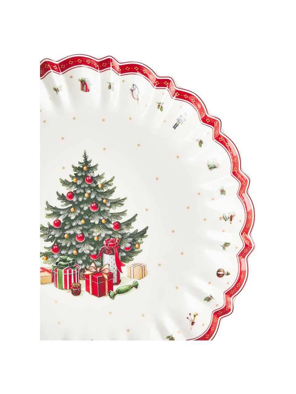 Porzellan-Servierschale Delight, Ø 44 cm, Premium Porzellan, Weiß, Rot, gemustert, Ø 44 cm