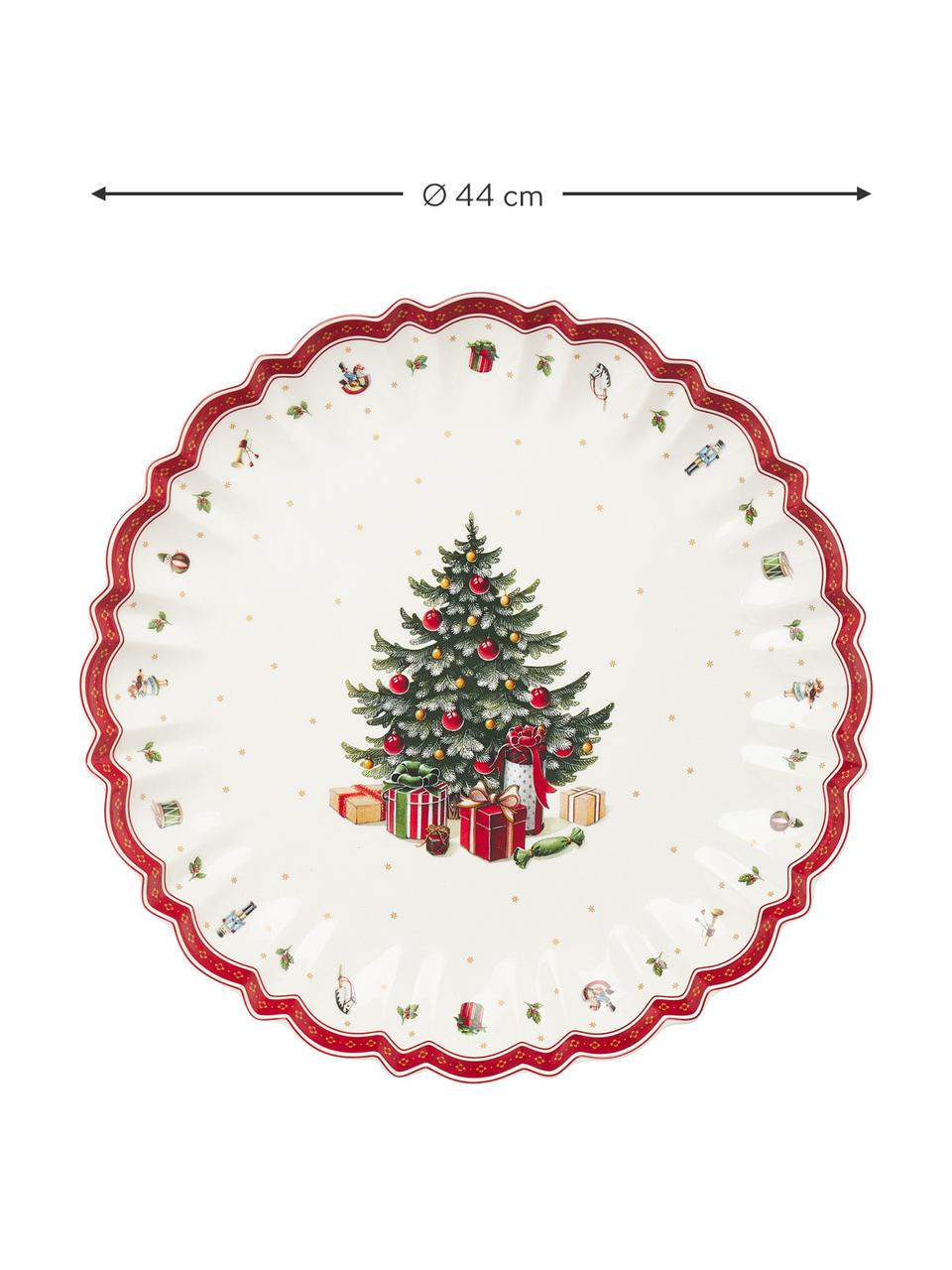 Porzellan-Servierschale Delight, Ø 44 cm, Premium Porzellan, Weiß, Rot, gemustert, Ø 44 cm