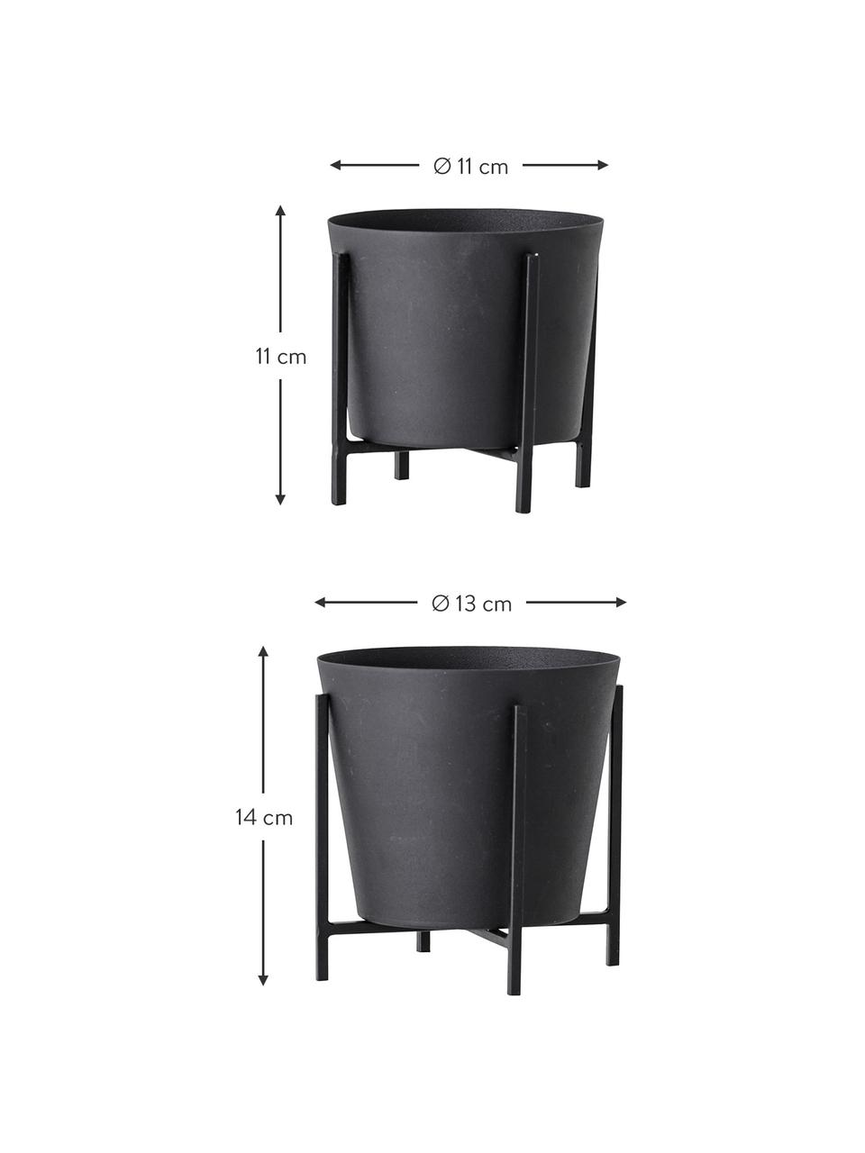 Plantenpottenset Kuma, 2-delig, Metaal, Zwart, Set met verschillende formaten