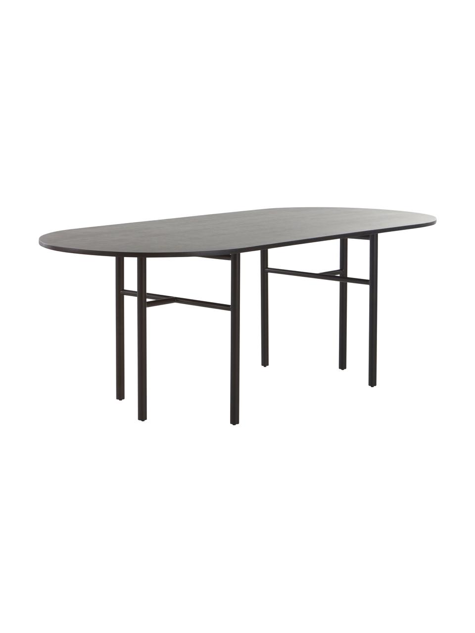 Ovaler Esstisch Vejby aus Mangoholz, Tischplatte: Mangoholz, Beine: Metall, lackiert, Mangoholz, B 210 x H 75 cm