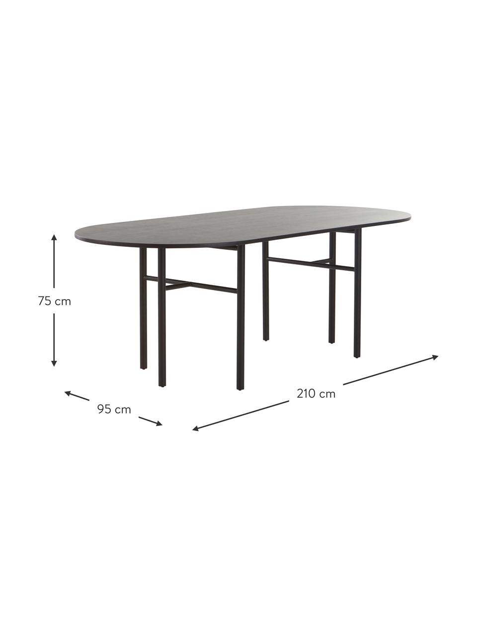 Mesa de comedor ovalada de madera de mango Vejby, 210 x 95 cm, Tablero: madera de mango, Patas: metal lacado, Madera de mango, An 210 x Al 75 cm