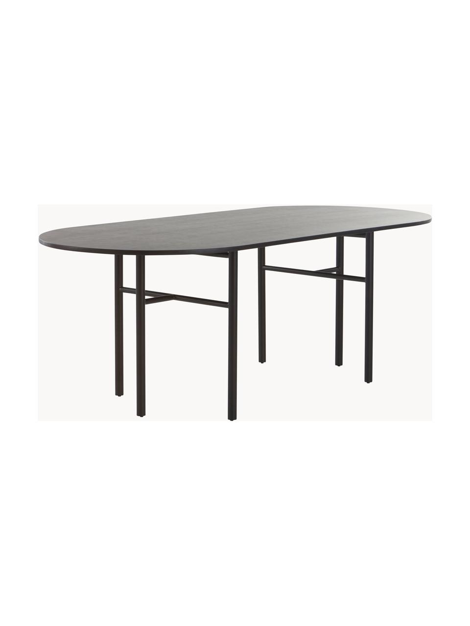 Mesa de comedor ovalada de madera de mango Vejby, 210 x 95 cm, Tablero: madera de mango, Patas: metal lacado, Madera de mango, An 210 x Al 75 cm