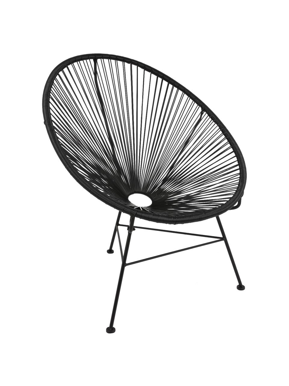 Fotel wypoczynkowy ze splotu z tworzywa sztucznego Bahia, Czarny, S 81 x G 73 cm