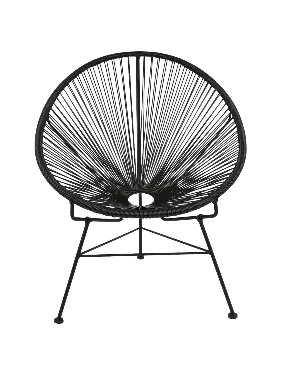 Fotel wypoczynkowy ze splotu z tworzywa sztucznego Bahia, Czarny, S 81 x G 73 cm