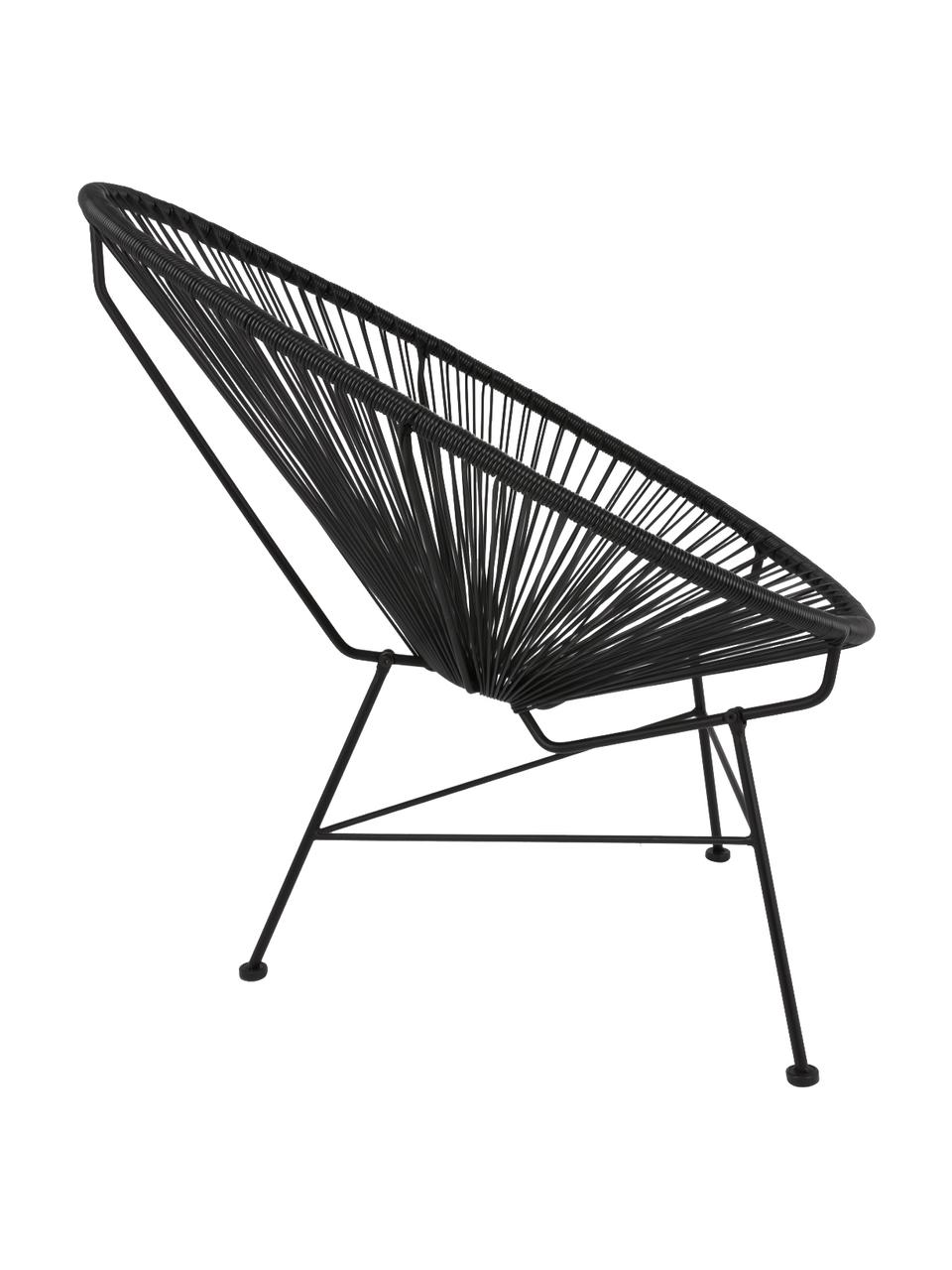 Fotel wypoczynkowy ze splotu z tworzywa sztucznego Bahia, Czarny, S 81 x G 73 cm
