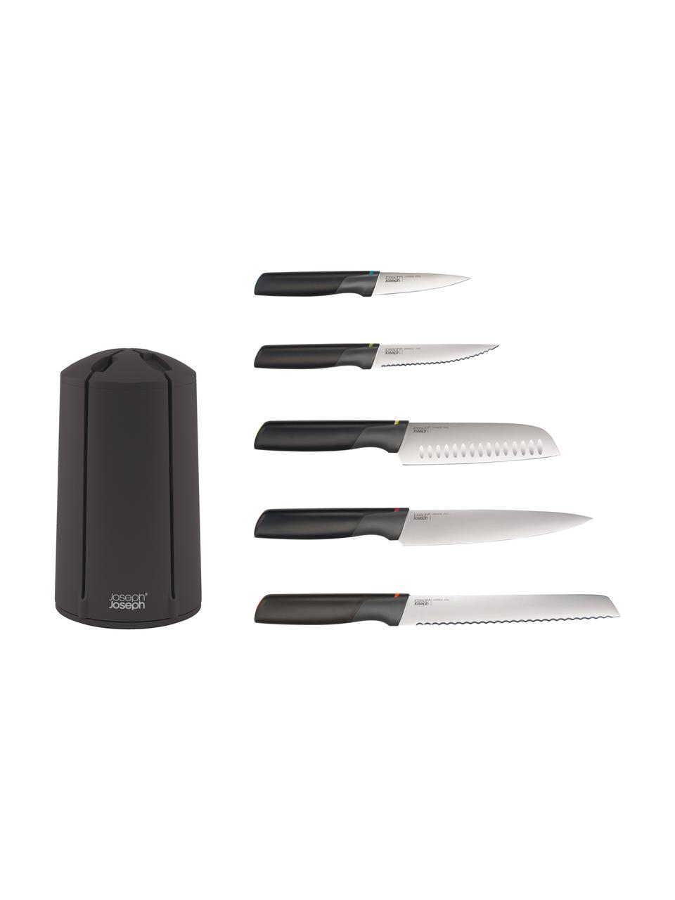 Set de cuchillos Elevate, 5 uds., Cuchillo: acero inoxidable, Negro, multicolor, Set de diferentes tamaños