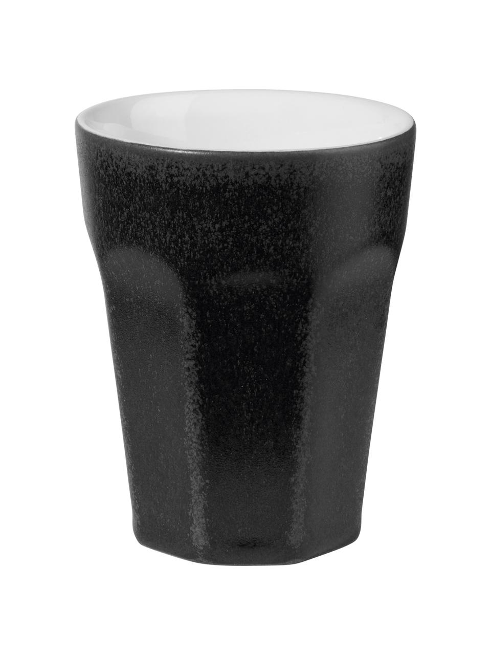 Tazas de gres Ti Amo, 2 uds., Gres, Negro, Ø 8 x Al 10 cm, 200 ml