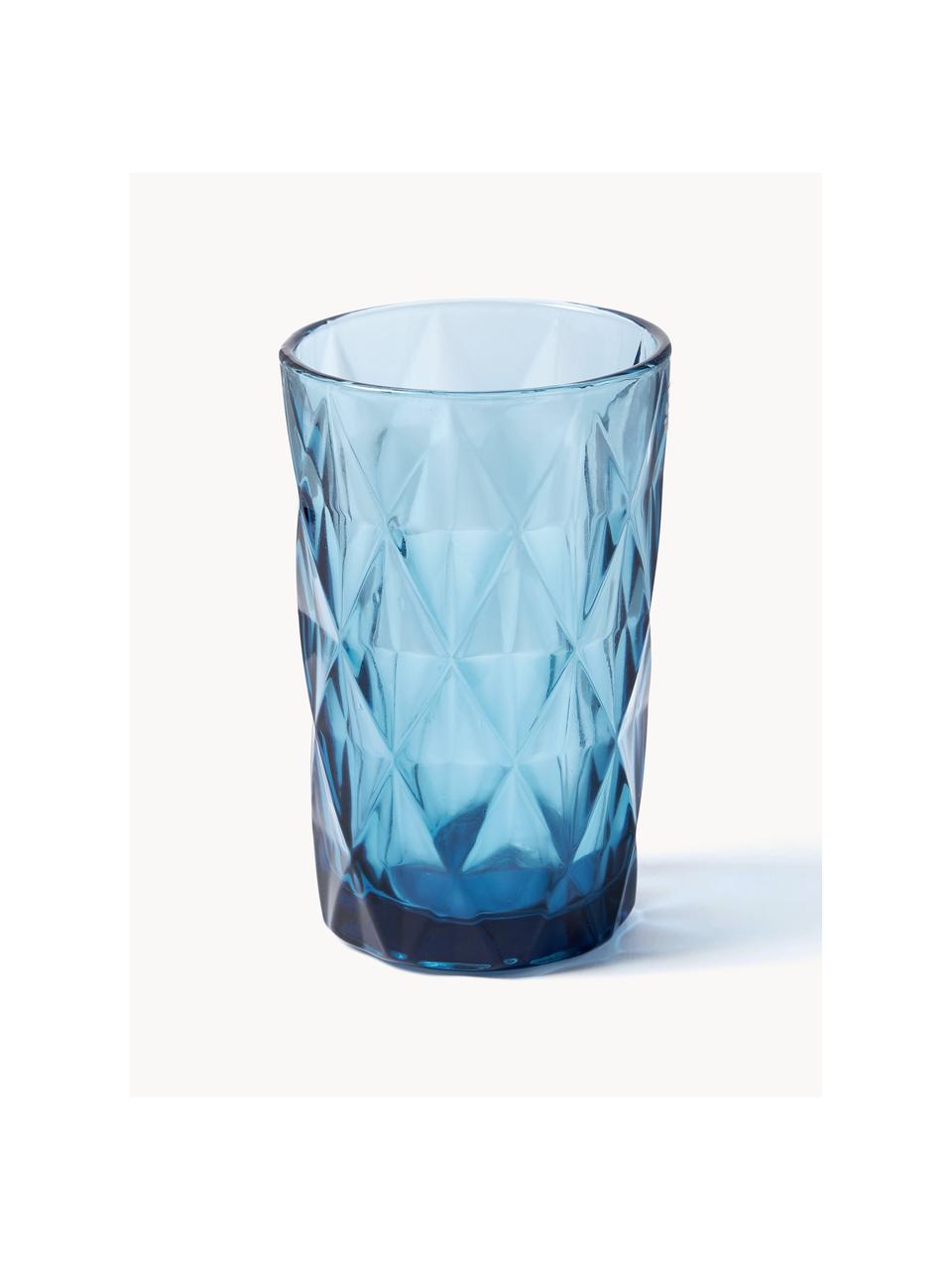 Longdrinkglazen Colorado met structuurpatroon, set van 4, Glas, Blauw, mauve, grijs, groen, Ø 8 x H 13 cm, 310 ml
