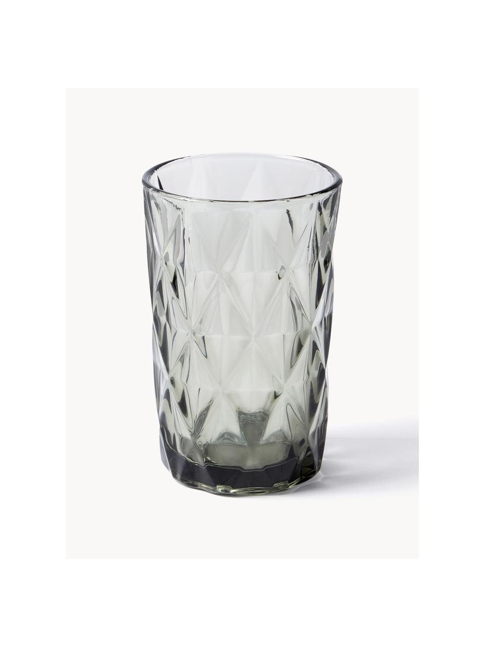 Vasos highball con relieves Colorado, 4 uds., Vidrio, Azul, malva, gris, verde, Ø 8 x Al 13 cm, 310 ml