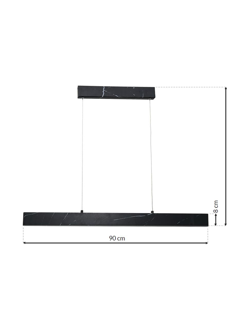 Lampada a sospensione grande a LED effetto marmo Pierce, Paralume: metallo lamina rivestita, Baldacchino: metallo sventato, Nero, Larg. 90 x Alt. 8 cm