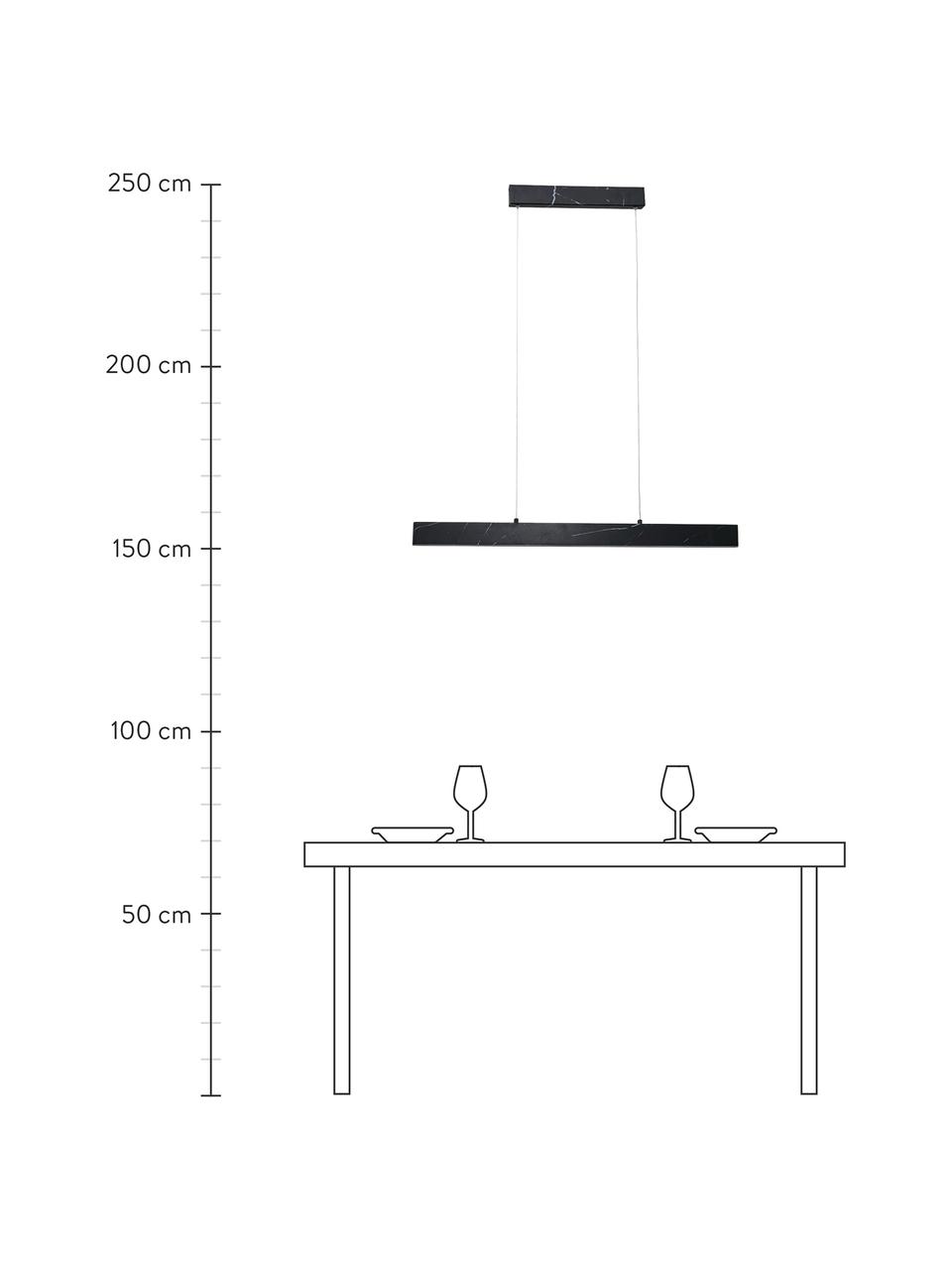 Grande suspension LED aspect marbre Pierce, Noir, marbré, larg. 90 x haut. 10 cm