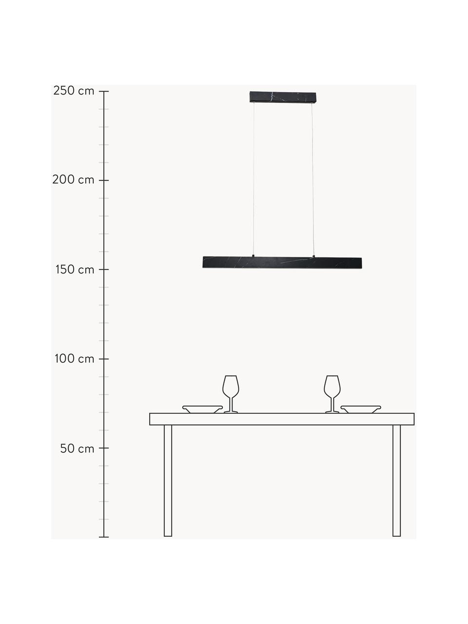 Große schmale LED-Pendelleuchte Pierce in Marmor-Optik, Lampenschirm: Metall, foliert, Baldachin: Metall, foliert, Schwarz, B 90 x H 8 cm