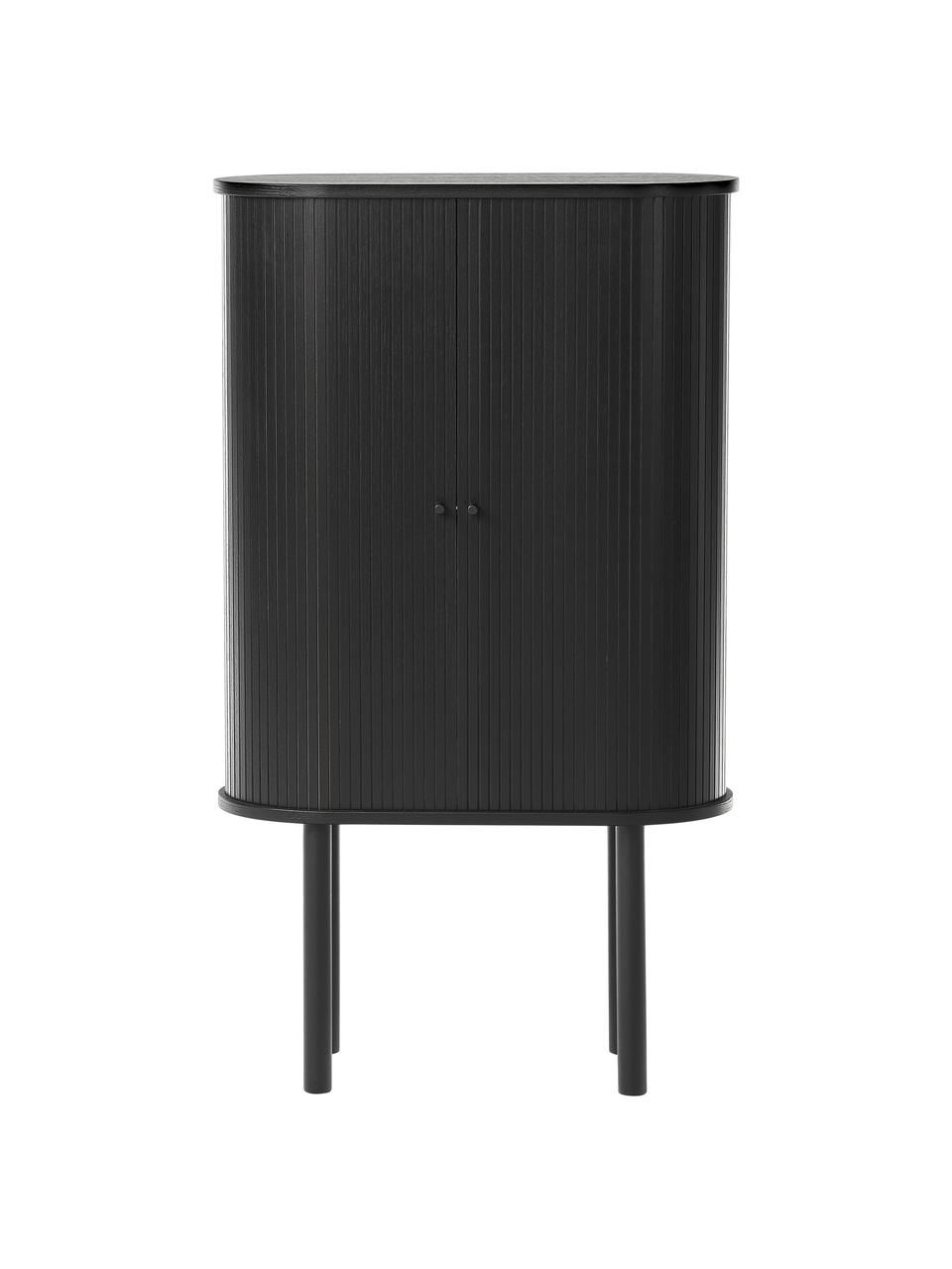 Rangement moderne façade cannelée Calary, Noir, larg. 75 x haut. 130 cm
