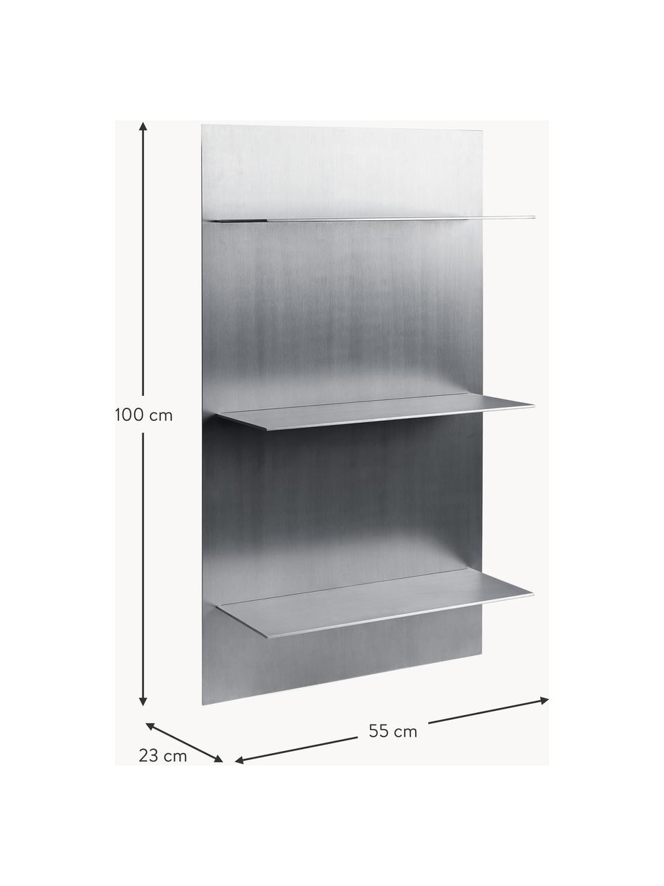 Metall-Wandregal Lager, Aluminium, beschichtet, Silberfarben, B 55 x H 100 cm