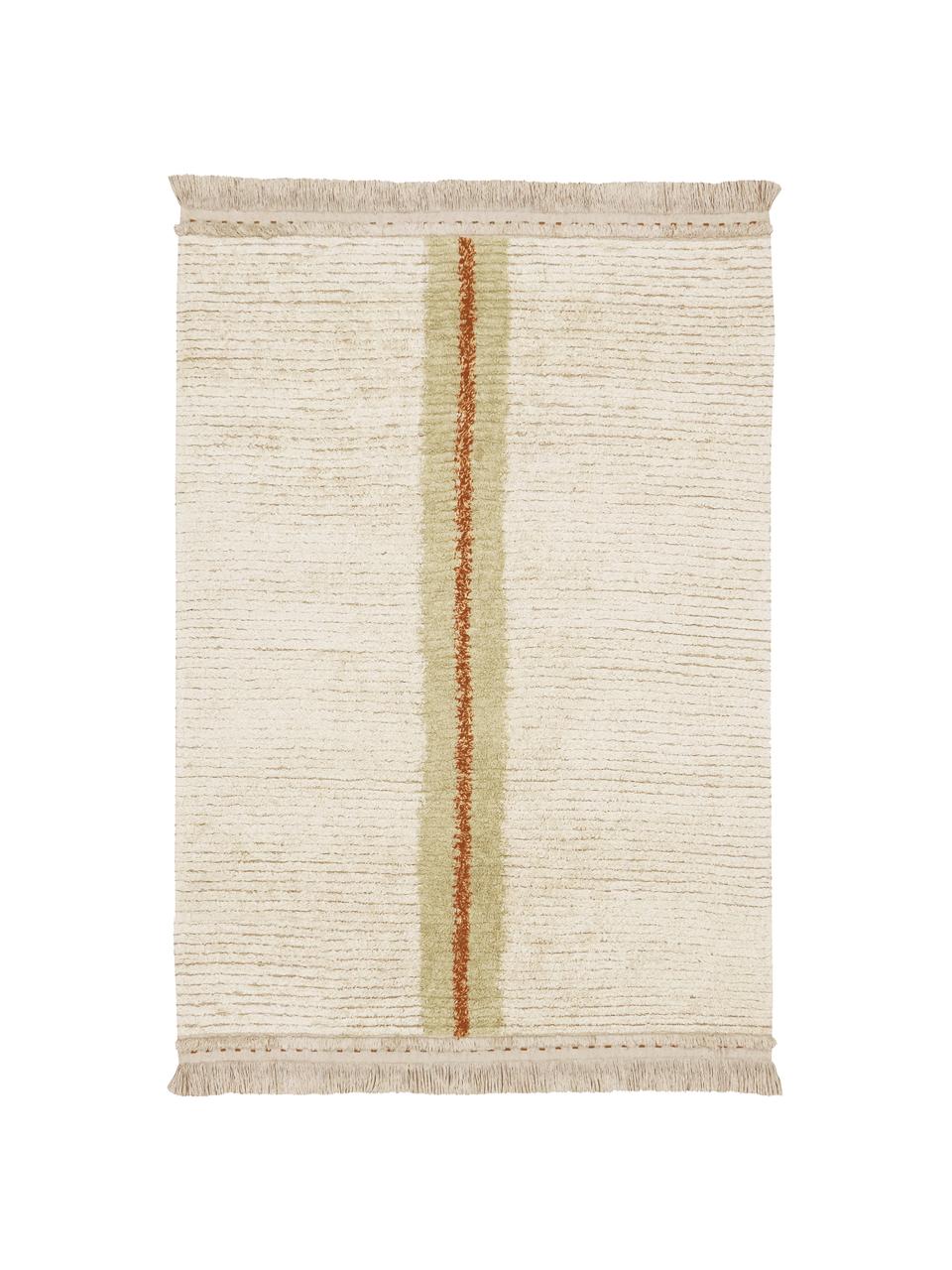 Handgefertigter Wendeteppich Duetto in Creme/Beige mit Muster, waschbar, Flor: 97% Baumwolle, 3% andere , Beige, B 140 x L 200 cm (Größe S)