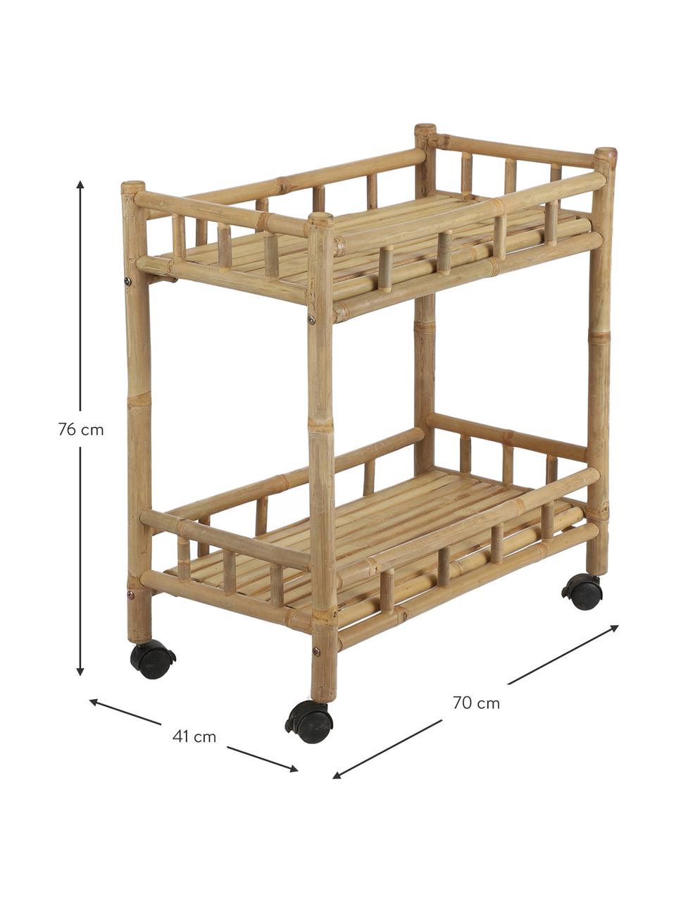 Carrello di servizio in bambù Tropical, Ruote: plastica, Marrone, Larg. 70 x Prof. 41 cm