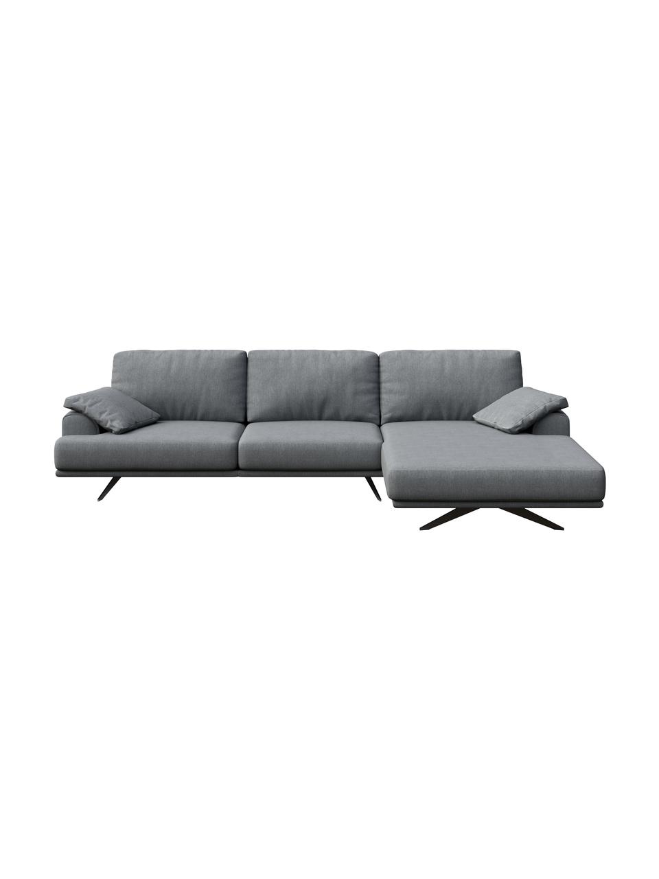 Sofa narożna Prado, Tapicerka: 100% poliester, Nogi: metal lakierowany, Jasny szary, S 315 x G 180 cm