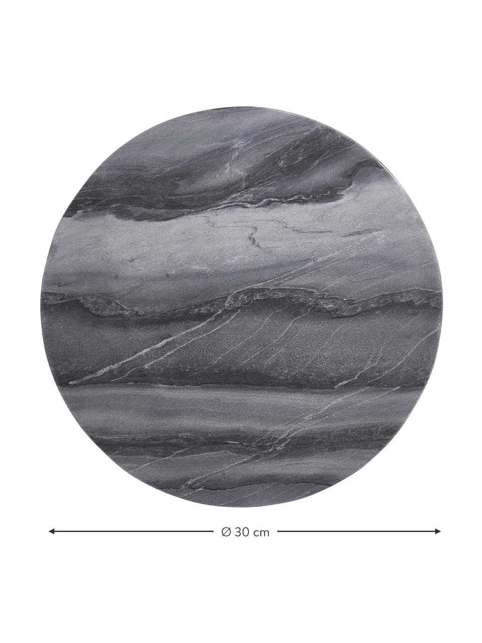 Decoratief dienblad Marble van marmer in donkergrijs, Marmer, Donkergrijs, Ø 30 cm