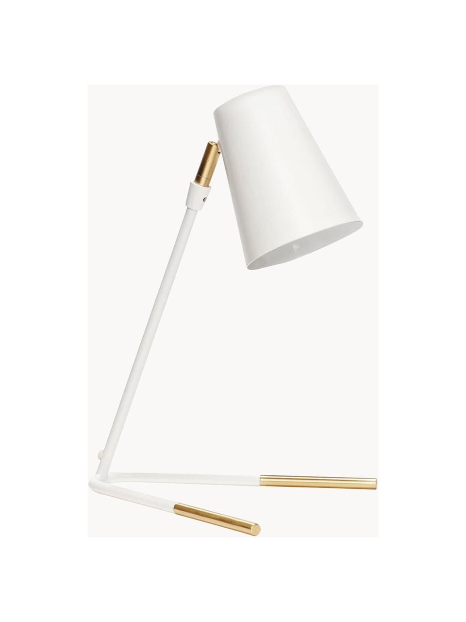 Lampa stołowa Viktorija, Metal malowany proszkowo, mosiądz, Biały, złoty, 25 x 46 cm