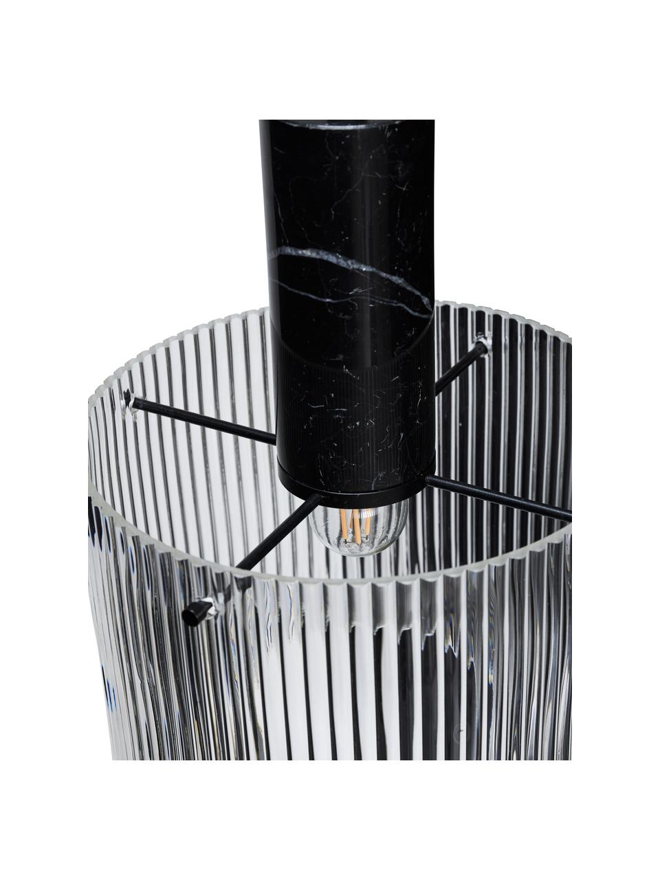 Lampa wisząca z ryflowaną powierzchnią Revolve, Transparentny, czarny, marmurowy, Ø 25 x W 30 cm