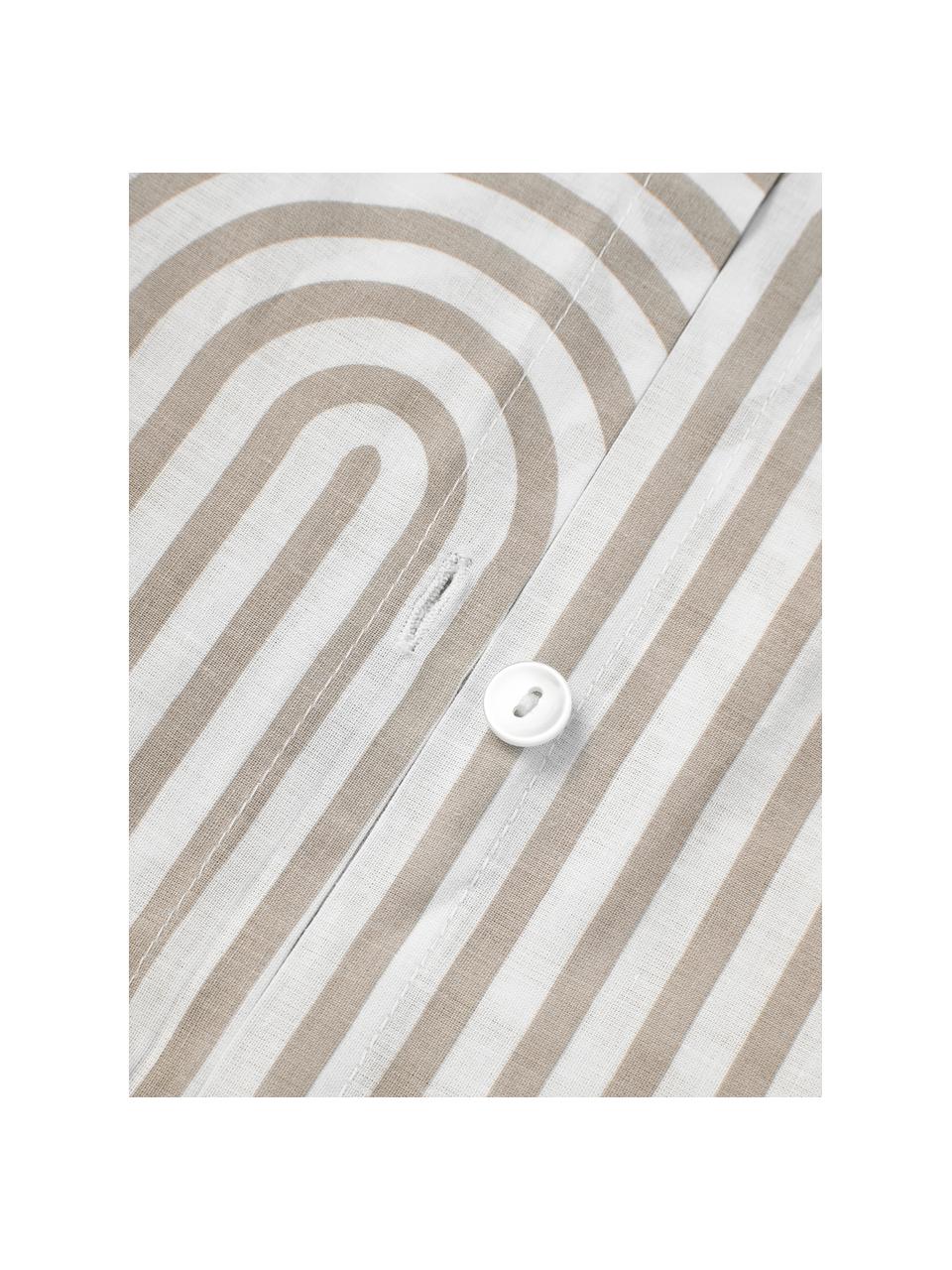 Funda nórdica de algodón Arcs, Beige, blanco, Cama 90 cm (155 x 220 cm)