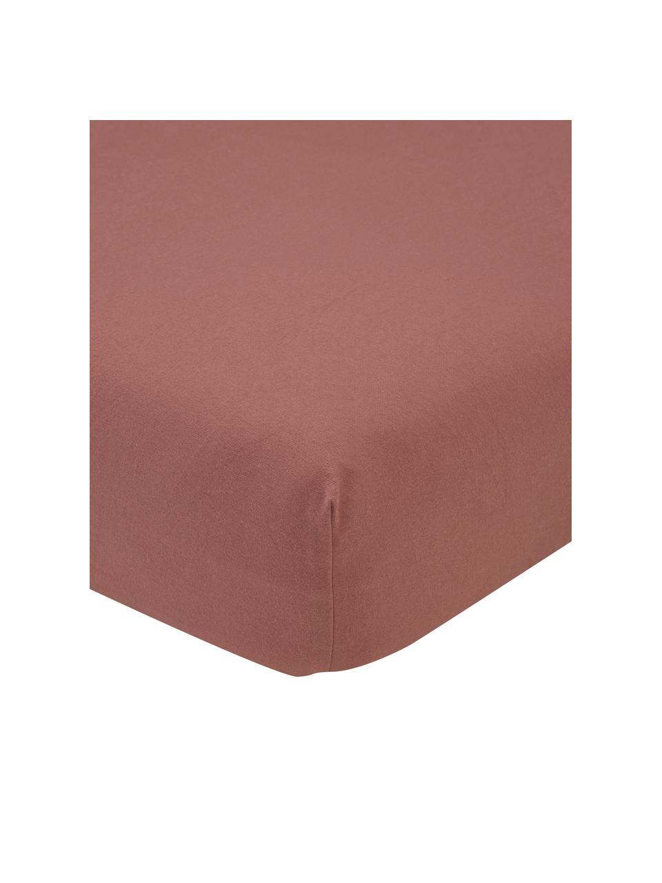 Flanellen hoeslaken Erica in oudroze, Weeftechniek: flanel Standaard kwalitei, Roze, 180 x 200 cm