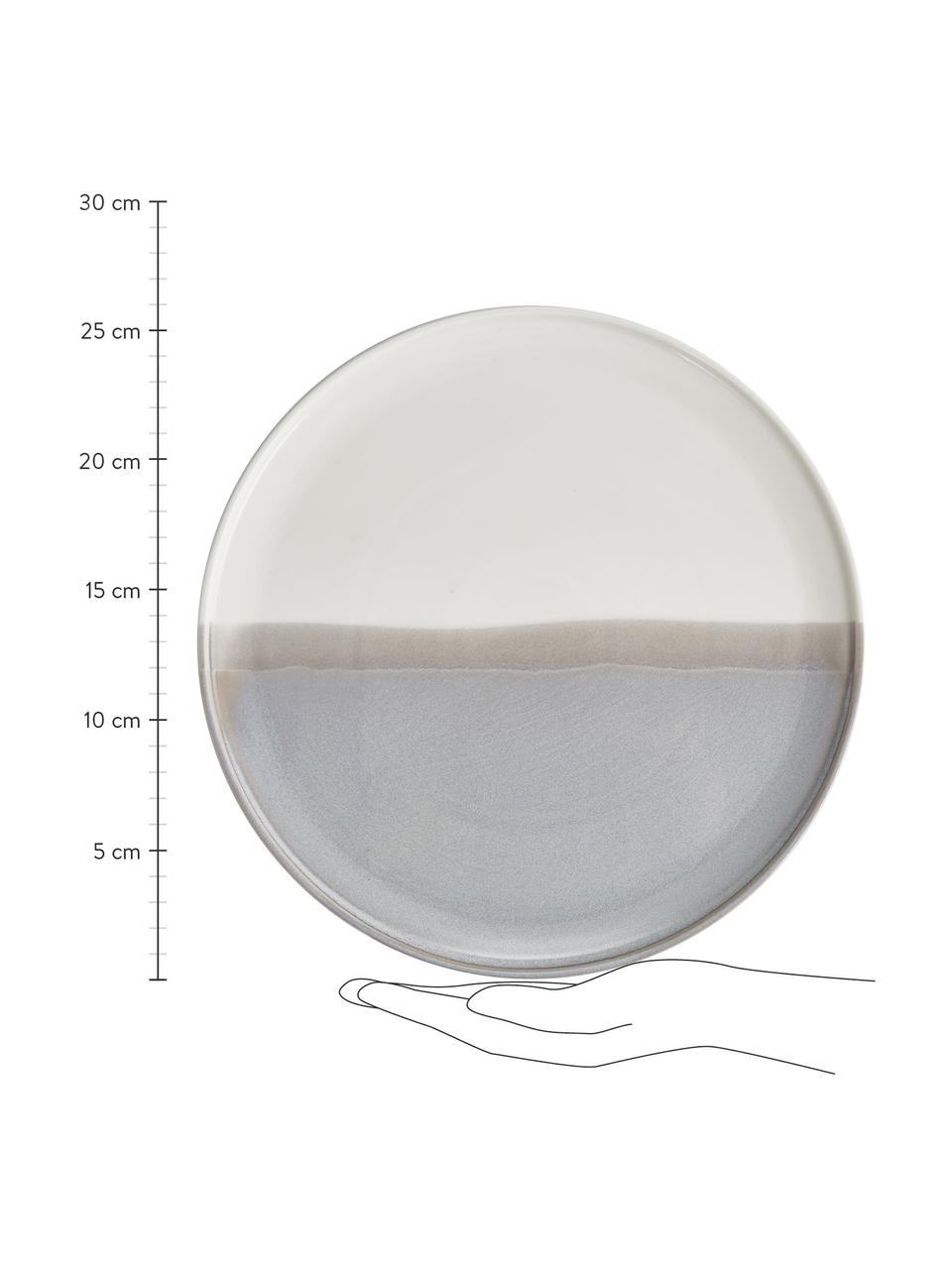 Assiettes plates en porcelaine Ilan, 2 pièces, Porcelaine, Bleu, blanc crème, Ø 26 x haut. 2 cm