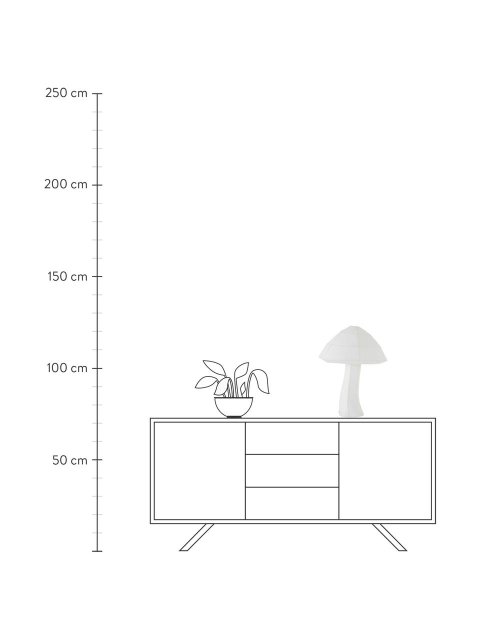Lámpara de mesa Moshi, Lámpara: tela, Estructura: metal recubierto, Cable: plástico, Blanco Off White, Ø 38 x Al 50 cm