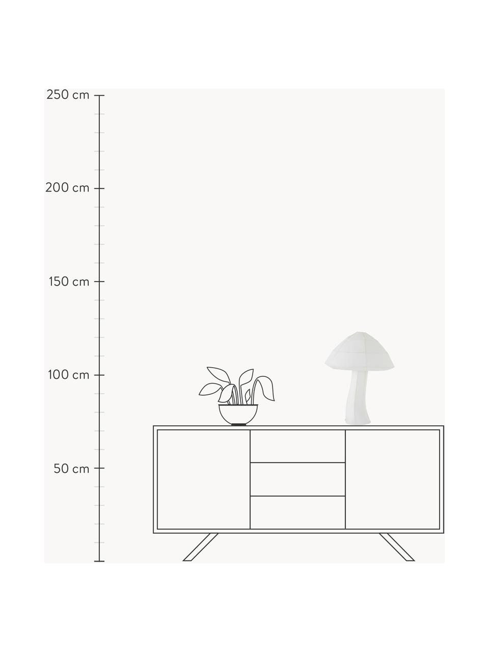 Lámpara de mesa Moshi, Lámpara: tela, Estructura: metal recubierto, Cable: plástico, Blanco Off White, Ø 38 x Al 50 cm