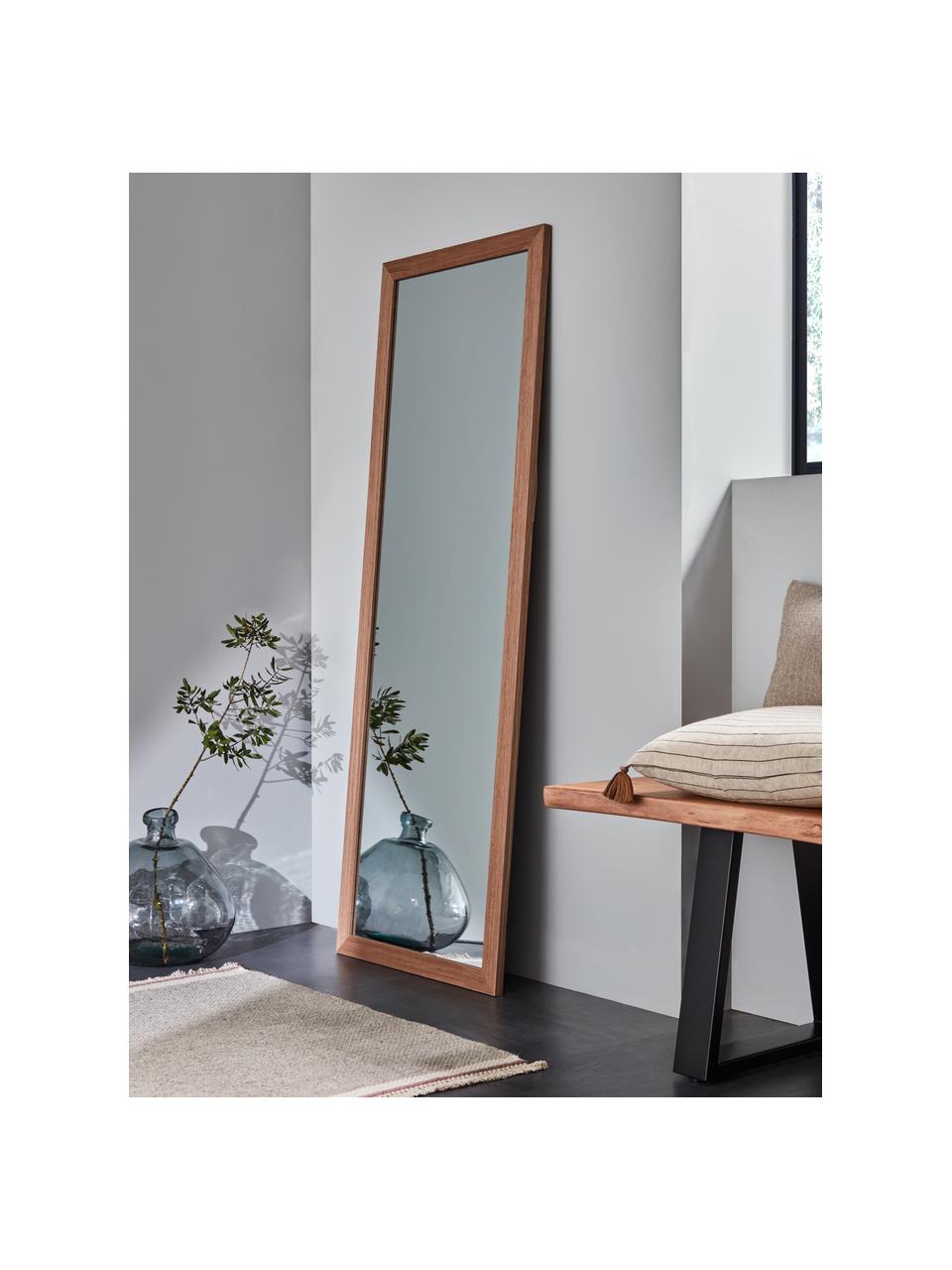 Obdélníkové nástěnné zrcadlo s dřevěným rámem Wilany, Hnědá, Š 53 cm, V 153 cm