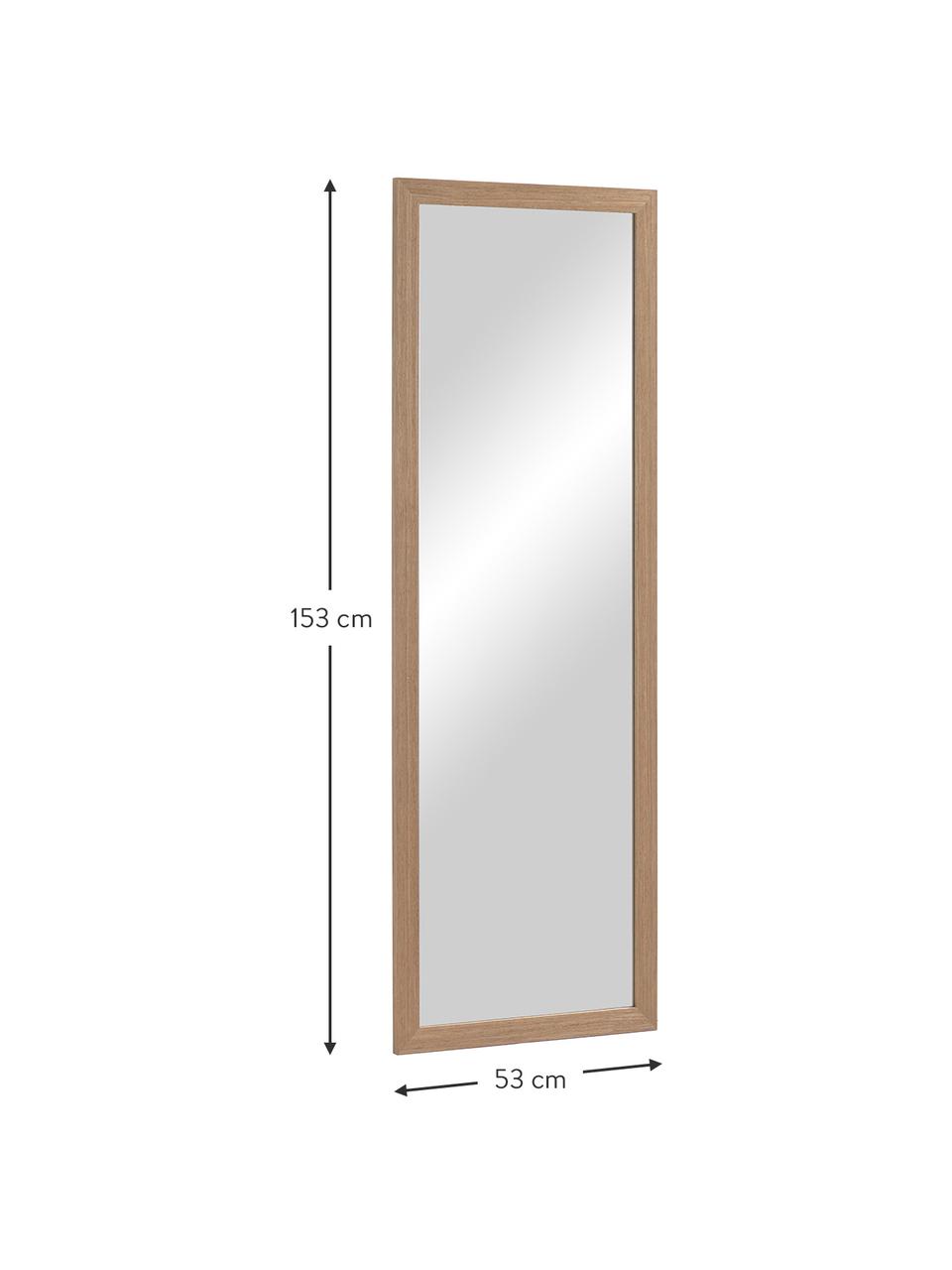 Specchio da parete con cornice in legno Wilany, Cornice: legno, Superficie dello specchio: lastra di vetro, Marrone, Larg. 53 x Alt. 153 cm