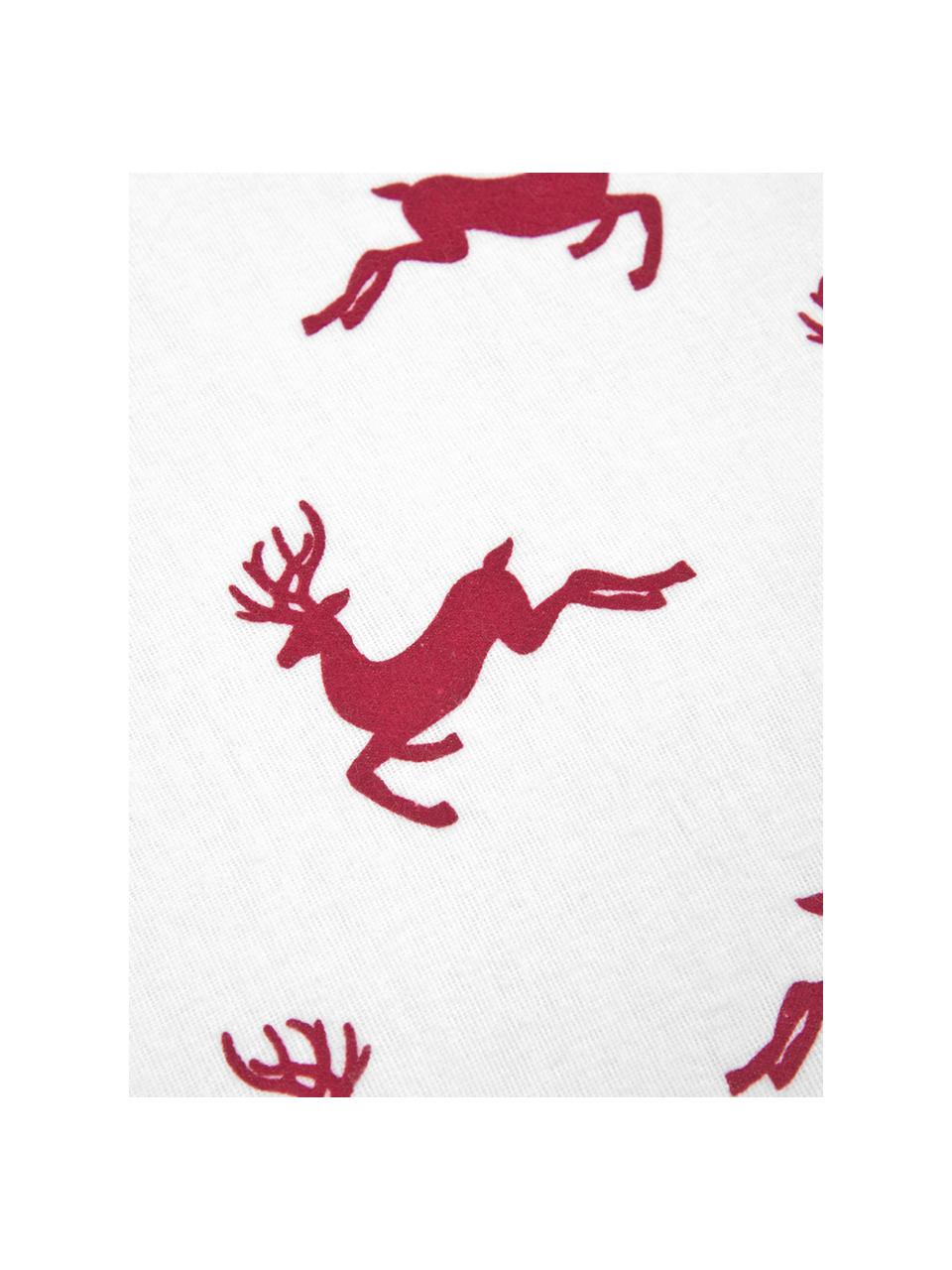 Pościel z flaneli Rudolph, Czerwony, ecru, 135 x 200 cm + 1 poduszka 80 x 80 cm