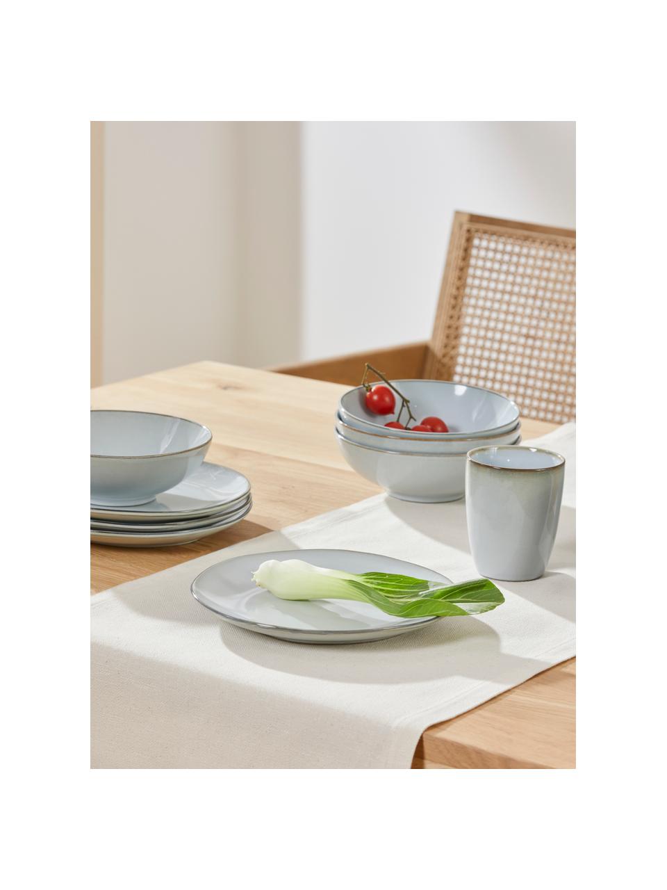 Piattino da dessert in gres blu grigio fatto a mano Thalia 2 pz, Gres, Blu, grigio, Ø 23 x Alt. 3 cm
