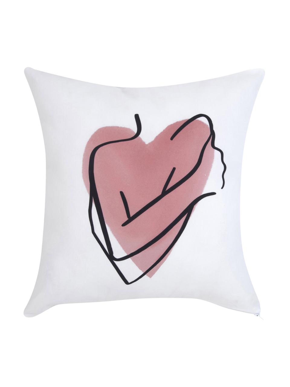 Design kussenhoes Selfcare van Kera Till, 100% katoen, Wit, roze, zwart, B 40 x L 40 cm