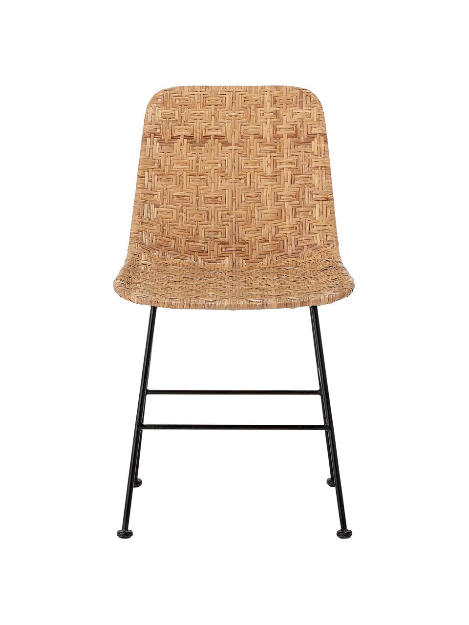 Krzesło z rattanu Kitty, Nogi: metal powlekany, Beżowy, S 55 x G 44 cm