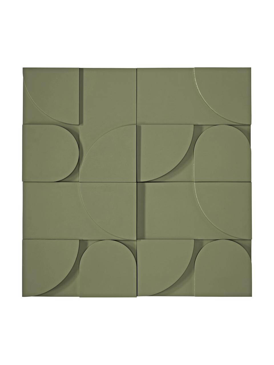 Wandobjekt-Set Massimo aus Holz, 4-tlg., Mitteldichte Holzfaserplatte (MDF), Grün, B 80 x H 80 cm