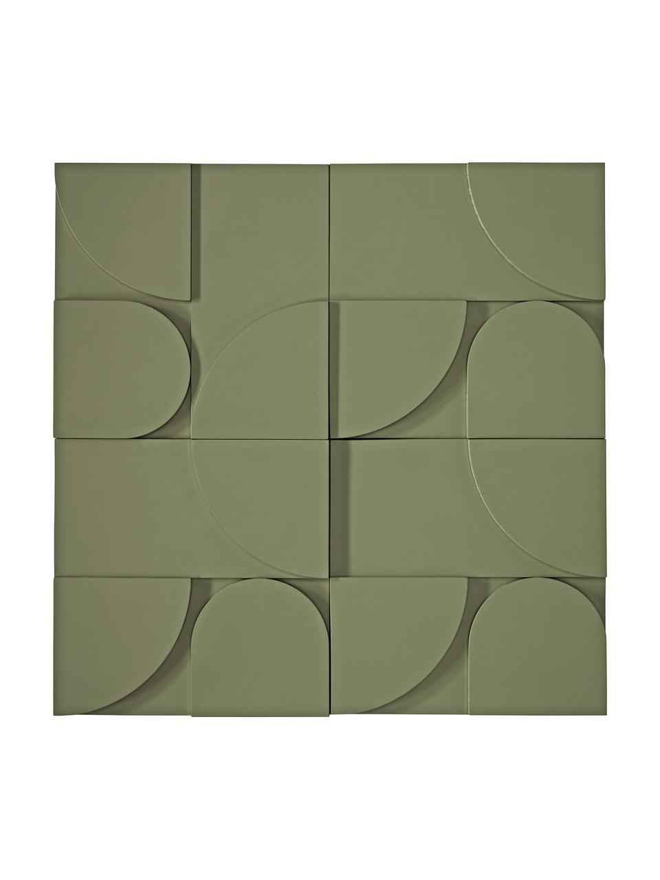 Wandobjekt-Set Massimo aus Holz in Grün, 4-tlg., Mitteldichte Holzfaserplatte (MDF), Grün, B 80 x H 80 cm