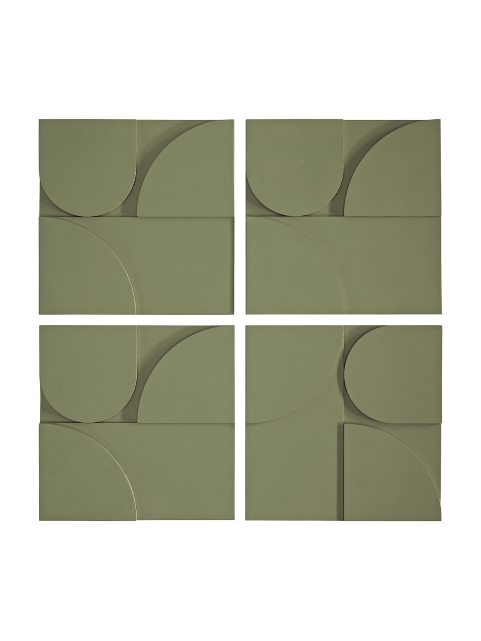 Sada nástěnných dekorací Massimo, 4 díly, MDF deska (dřevovláknitá deska střední hustoty), Zelená, Š 80 cm, V 80 cm