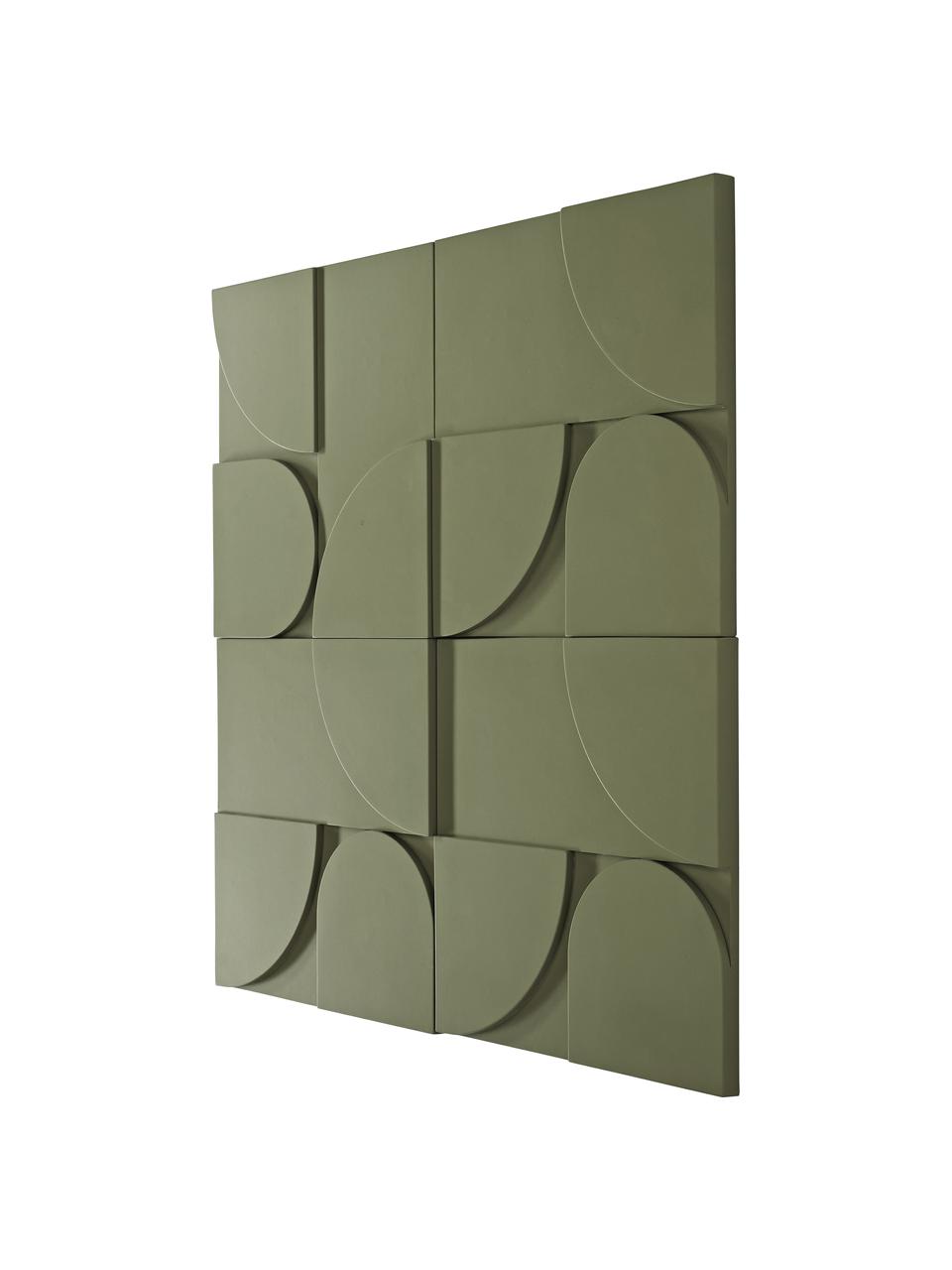 Wandobjekt-Set Massimo aus Holz, 4-tlg., Mitteldichte Holzfaserplatte (MDF), Grün, B 80 x H 80 cm