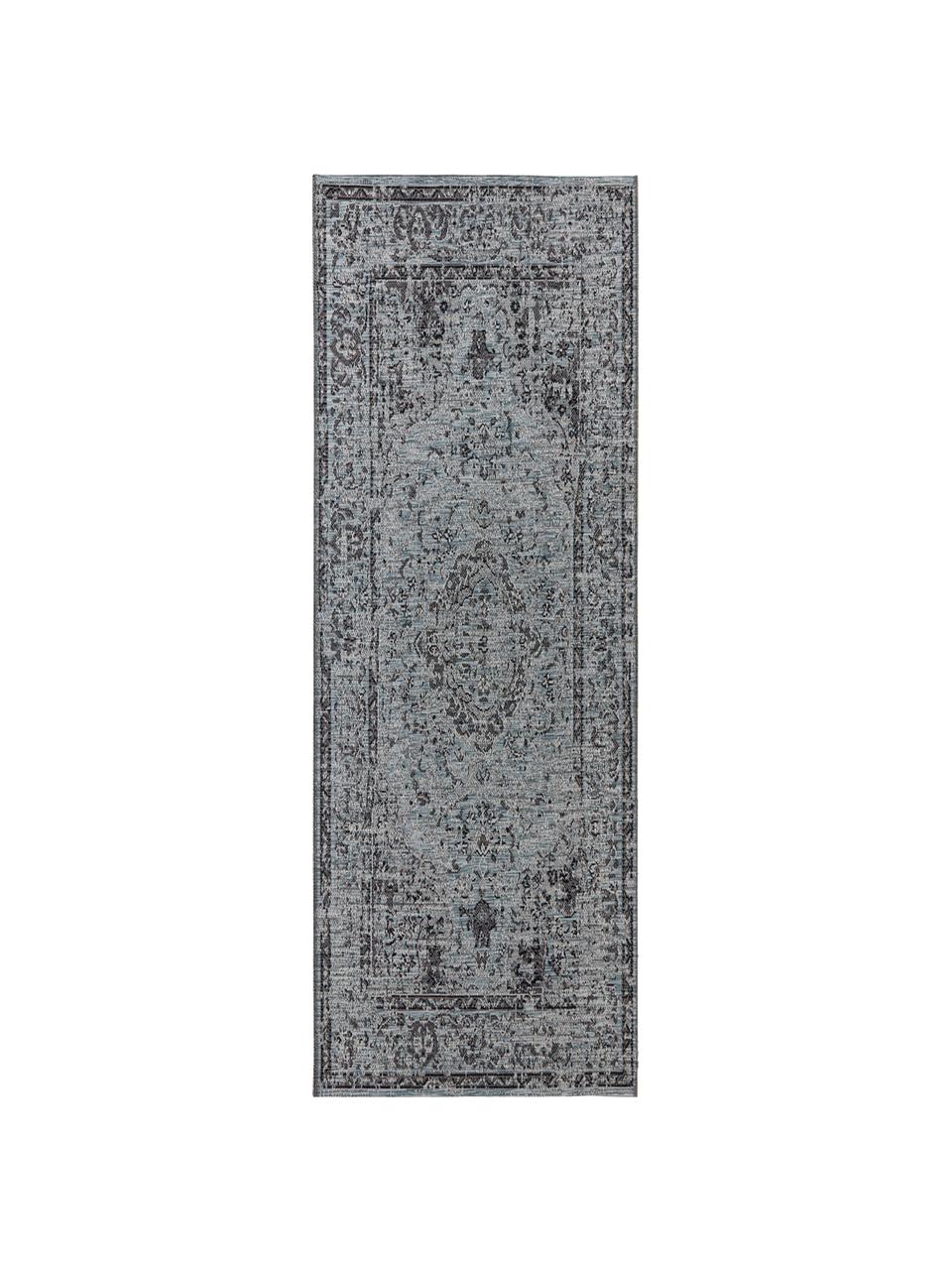 In- & outdoor loper Cenon in vintage look, 100% polypropyleen, Blauwtinten, 80 x 200 cm