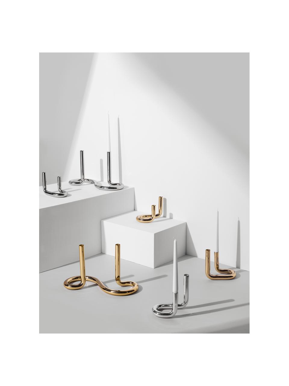 Set di 2 candelabri Mars, Metallo, Dorato lucido, Set in varie misure